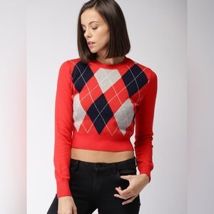 Soft Argyle Pattern Sweater top